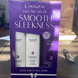 Lanza smooth sleekness shampoo and conditioner and smoothing balm
